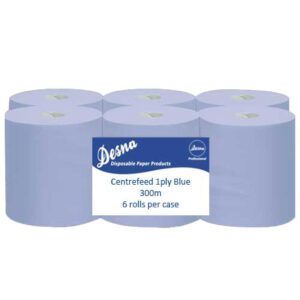 Desna 1ply Blue Centrefeed Rolls 300m